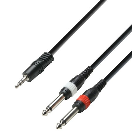 Image principale du produit cordon adaptateur 1,5m 1 mini jack 3.5 mâle Stéréo vers 2 Jack 6.35 Males mono