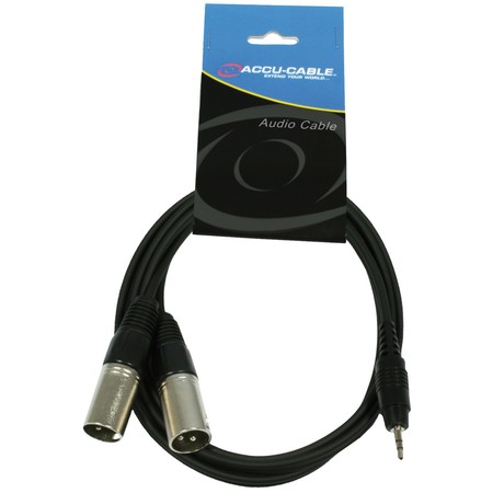 Image principale du produit cordon adaptateur 1 mini jack 3.5 mâle Stéréo vers 2 XLR males 1,5m