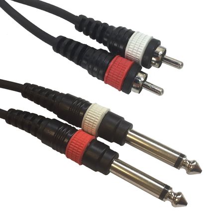 Image principale du produit Câble adaptateur 2 jack 6.35 mono vers 2 RCA 3m