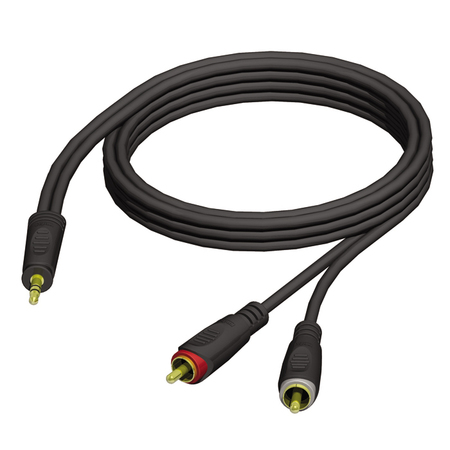 Image principale du produit cordon Procab 2 RCA Cinch Males vers 1 minijack 3.5mm male stéréo 3m