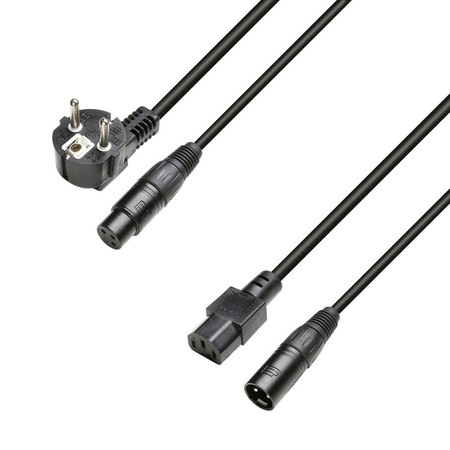 Image principale du produit Câble alimentation et Audio XLR femelle et fiche shuko vers XLR mâle et IEC femelle 3x1.5mm²  10m