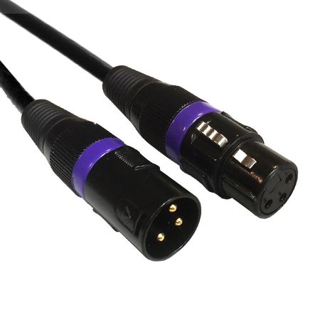 Image principale du produit cable DMX 110ohms XLR 3 broches male Femelle 0,5m bague violette