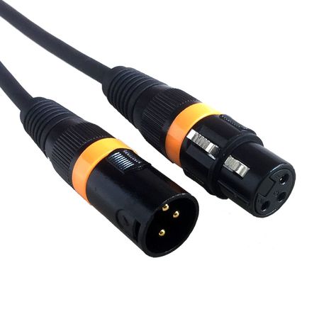 Image principale du produit Câble DMX - 110ohms - XLR 3 broches - Mâle / Femelle - 1,5m - Bague orange