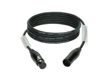 Image principale du produit Câble DMX Klotz 110ohms XLR 5 broches male Femelle connecteurs noirs 5m