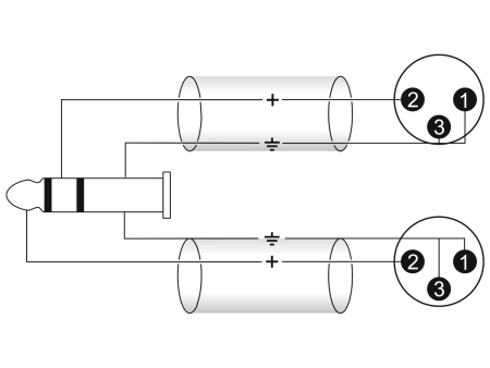 Image secondaire du produit Cordon Jack Stereo 6.35 mâle vers 2 XLR mâles 1m