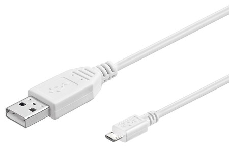 Image principale du produit Câble Chargeur Micro USB Blanc 1m pour téléphone Android et Windows