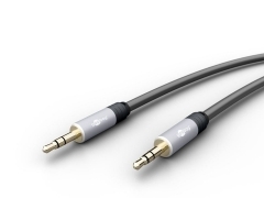 Image principale du produit Câble Mini Jack 3.5 stéréo fiches aluminium dorées double blindage 5m