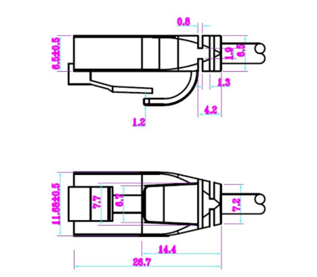Image secondaire du produit Câble RJ45 CAT6 fin et souple blindage U/UTP noir 15cm