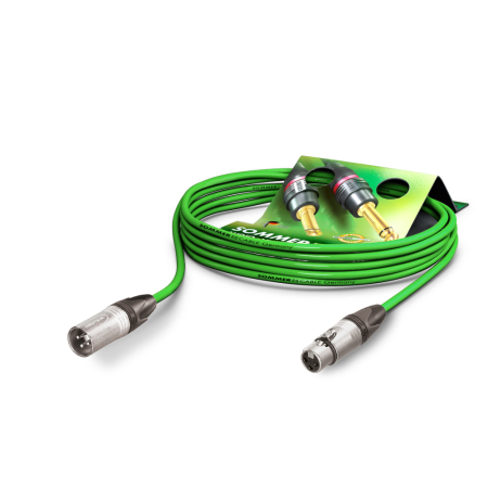 Image principale du produit Câble micro 5m Vert Sommer câble monté en XLR 3 points Neutrik