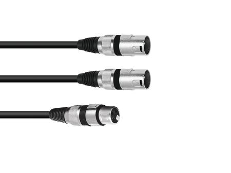 Image principale du produit cable adaptateur en Y XLR 3 broches femelle vers 2 males 1,50m