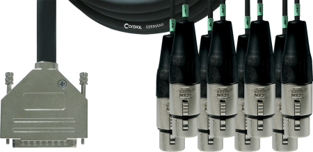 Image principale du produit CFD3DFT Cordial - Câble sub-D 25 vers 8 xlr femelle 3m