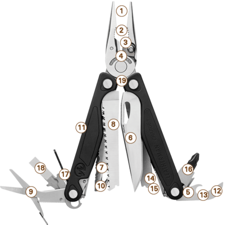 Image nº4 du produit CHARGE + LEATHERMAN Pince multifonction 10 outils en acier noir et argenté