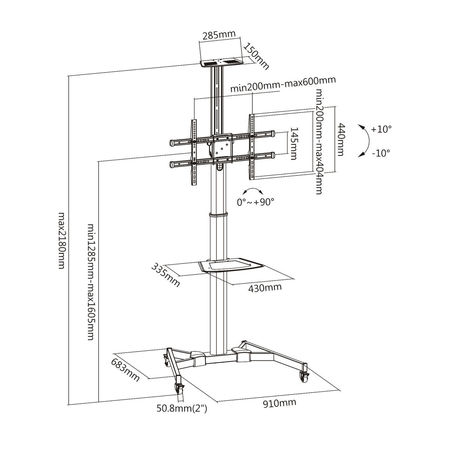 Image nº5 du produit 030-1200 KIMEX Chariot mobile pour système visio conférence écran de 37