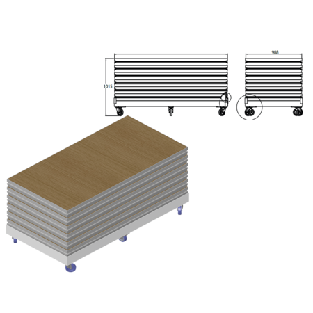 Image principale du produit Chariot ASD aluminium permettant le transport de 6 praticables à plat