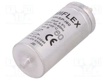Image principale du produit Condensateur metal pour lampe 60uF 250V