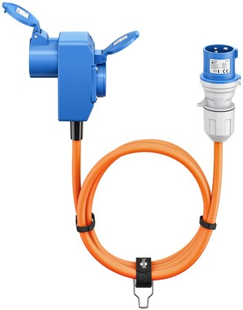 Image nº3 du produit Cordon adaptateur caravane fiche mâle P17 vers P17 femelle + reprise PC16 shucko 1,5m