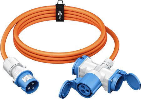 Image secondaire du produit Cordon adaptateur caravane fiche mâle P17 vers P17 femelle + reprise 2 PC16 shucko 1,5m
