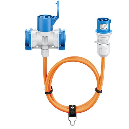 Image nº3 du produit Cordon adaptateur caravane fiche mâle P17 vers P17 femelle + reprise 2 PC16 shucko 1,5m