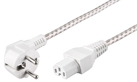 Image principale du produit Câble d'alimentation avec embout femelle IEC C15 de 2 m blanc gaine tissée