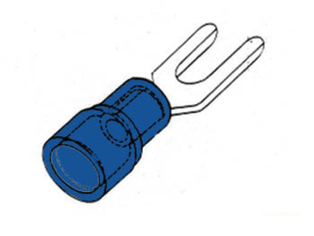 Image principale du produit Lot de 10 cosses isolées à fourche 4.3mm - BLEU