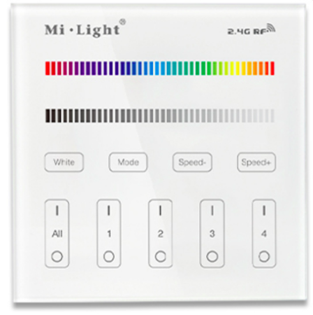 Image principale du produit Contrôleur led mural MI Light RGBW 4 zones mural tactile
