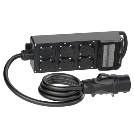 Image principale du produit Coffret tétra 32A équipé de 6 socles femelle 10/16A-NF