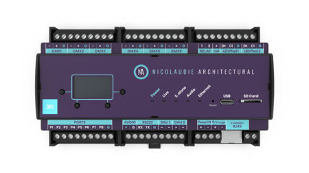 Image principale du produit DINA DR1 LITE contrôleur d'éclairage sur Rail Din 2000 scènes 2 univers DMX