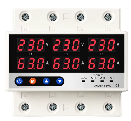 Image principale du produit VA-63A - Appareil sur rail din de mesure et surveillance de la tension et du courant en Triphasé