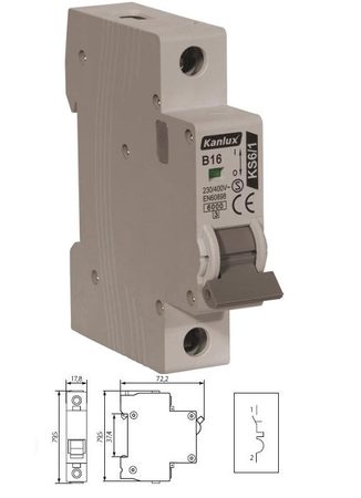 Image principale du produit Disjoncteur monophasé 16A Courbe B