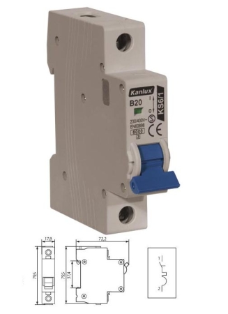 Image principale du produit Disjoncteur monophasé 20A courbe B