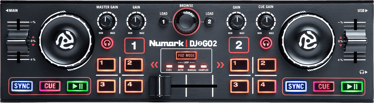 Image principale du produit Contrôleur DJ Numark DJ2Go2 2 Voies + 16 Pads