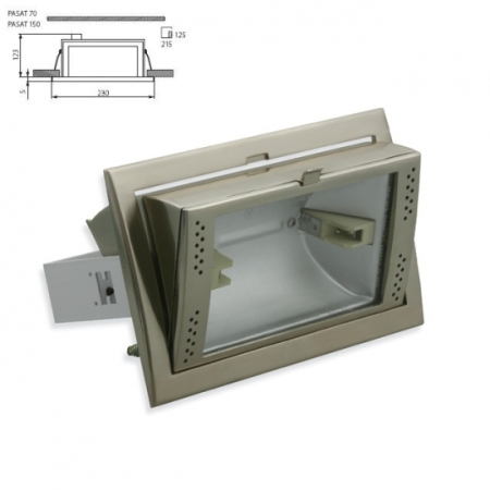 Image principale du produit Downlight aluminium encastré inclinable pour iodure Rx7S 150W chrome mat