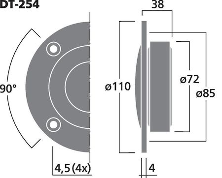 Image secondaire du produit Tweeter à Dôme 8ohms 90W diamètre 110mm