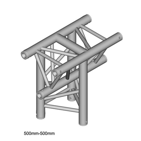 Image principale du produit structure Triangle alu duratruss 290mm DT-33 angle 3 départs de 90° en T avec manchons