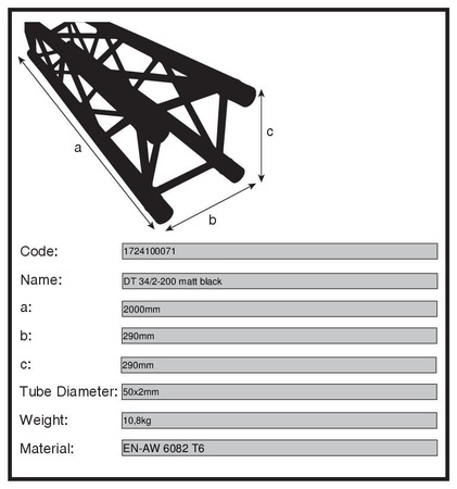Image nº4 du produit DT 34/2-200 Black Duratruss - Structure carrée 290 longueur 2m - Noir