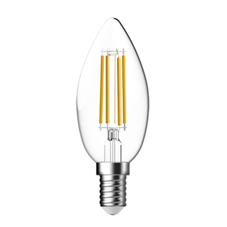 Image principale du produit Lampe E14 Tungsram Led filament flamme 470 lumens Blanc chaud