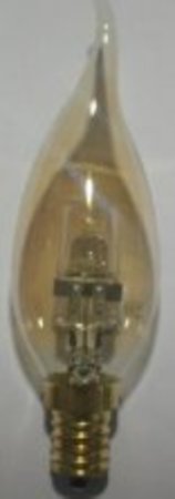 Image principale du produit Lampe E14 230V 18W flamme dorée claire halogène équivalent 25W
