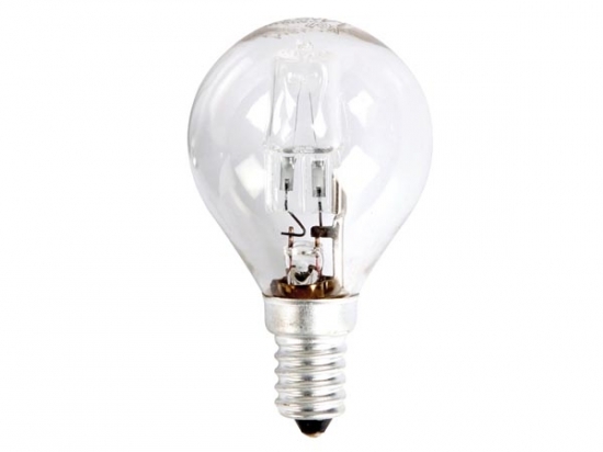 Image principale du produit Lampe E14 230V 18W sphérique claire G45 halogène équivalent 25W