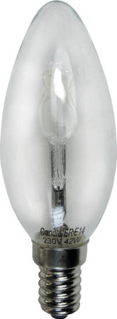 Image principale du produit Lampe E14 230V 28W flamme claire éco halogène équivalent 40W