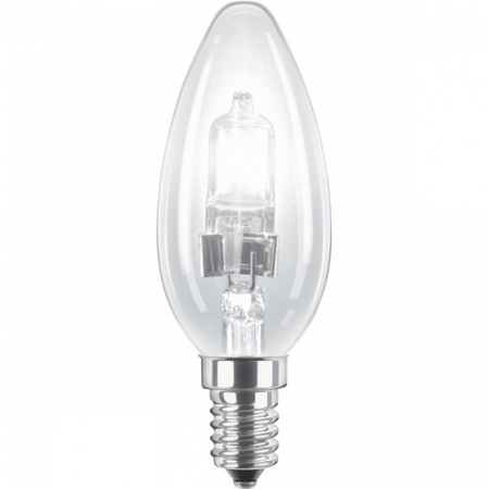 Image principale du produit Ampoule E14 230V 28W flamme claire éco halogène équivalent 40W Philips code 25265106