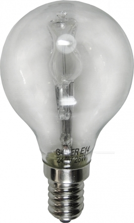 Image principale du produit Lampe E14 230V 28W sphérique claire éco halogène équivalent 40W