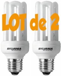 Image principale du produit Lot de 2 Ampoules Eco E27 23W Blanc chaud Sylvania Minilynx Fast Start