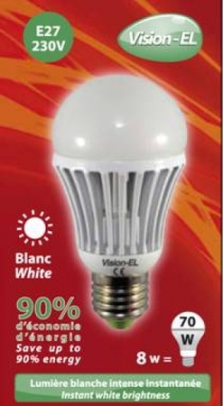 Image principale du produit Ampoule à led Blanche E27 10W 230V Blanc Jour 6400