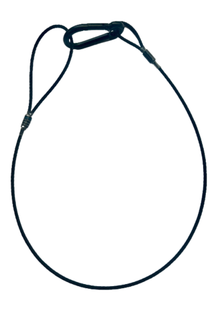 Image principale du produit Elingue de sécurité CMU 70Kg cable 3mm longueur 65cm gaine noire boucle 9cm