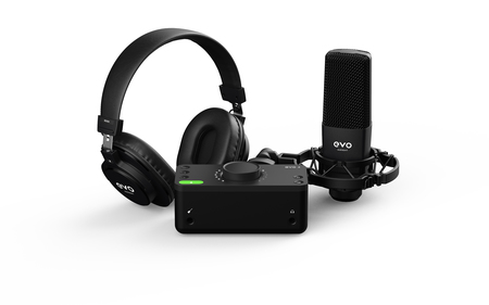 Image principale du produit EVO Start Recording Bundle Audient Pack avec 1 carte son, 1 casque, 1 micro avec support et 1 cable