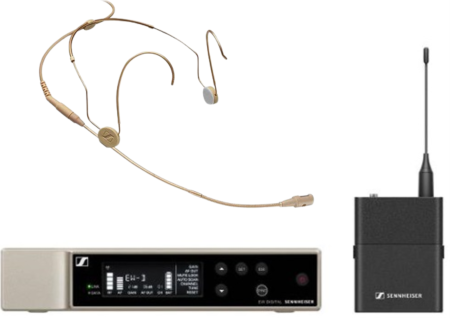 Image principale du produit EW-D HSP 4 (Q1-6) Sennheiser - Pack sans fil emetteur pocket et base avec serre tête cardioide couleur chair