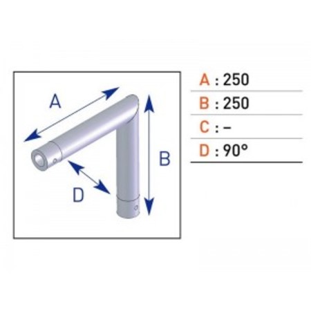 Image principale du produit angle 2 départ pour barre alu simple EX5023 avec embout conique 25cm X 25cm