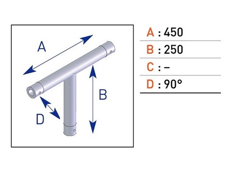 Image principale du produit Jonction en T 3 départs pour barre alu simple EX5034 avec embout conique 45cm X 25cm