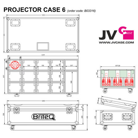 Image nº4 du produit PROJECTOR CASE 6 JVCase - Flight case pour 12 BTI Blinder avec accessoires