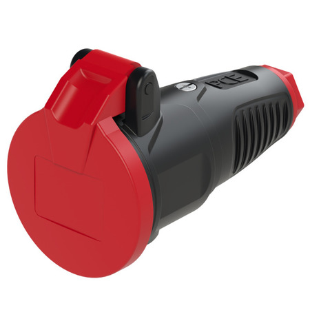 Image principale du produit Prise femelle 16A secteur caoutchouc capot automatique rouge PCE IP54
